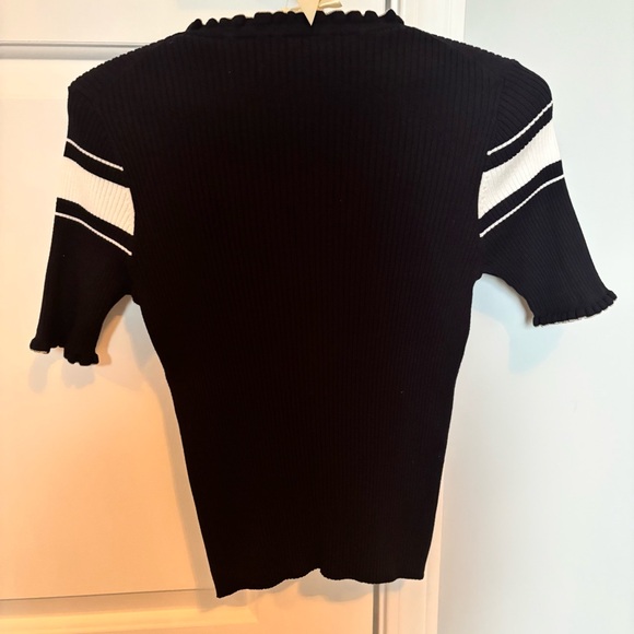 MARELLA Navy and White Knit Short Sleeve Top - Picture 5 of 5